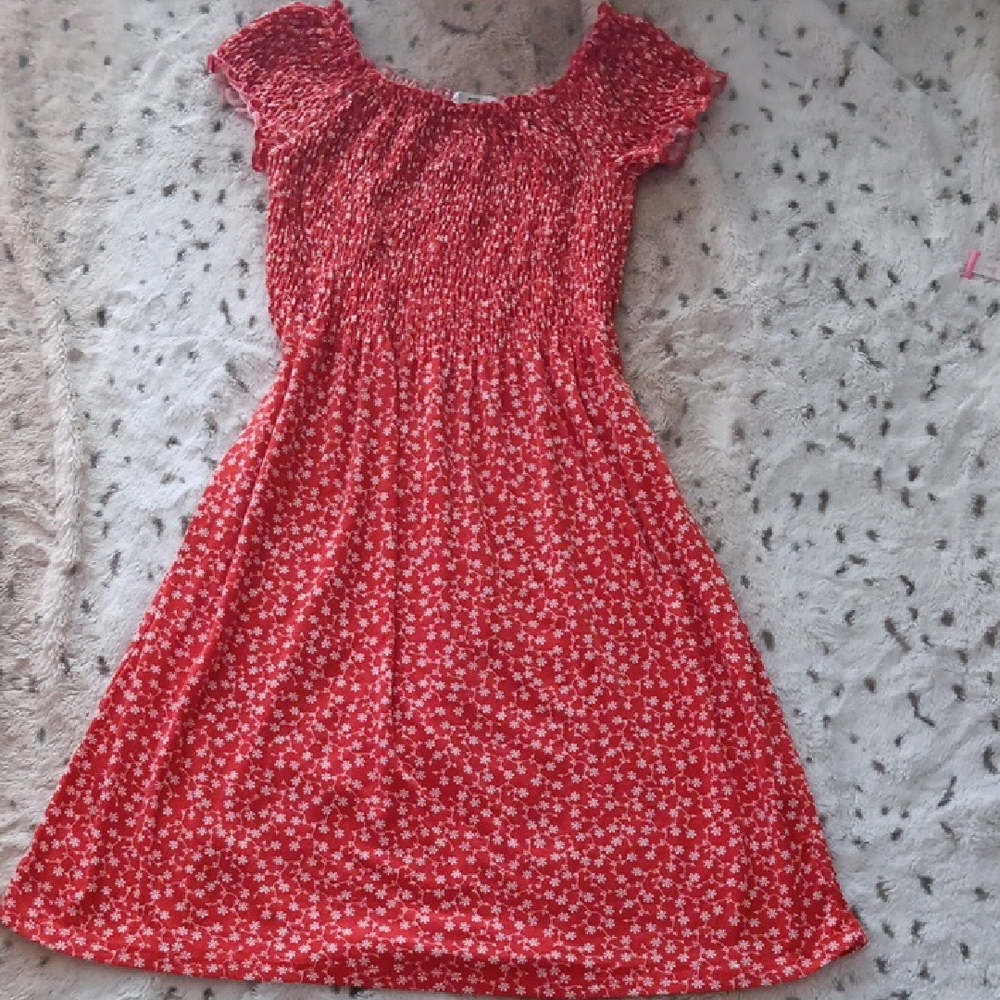 Poof! Red Floral Midi Dress